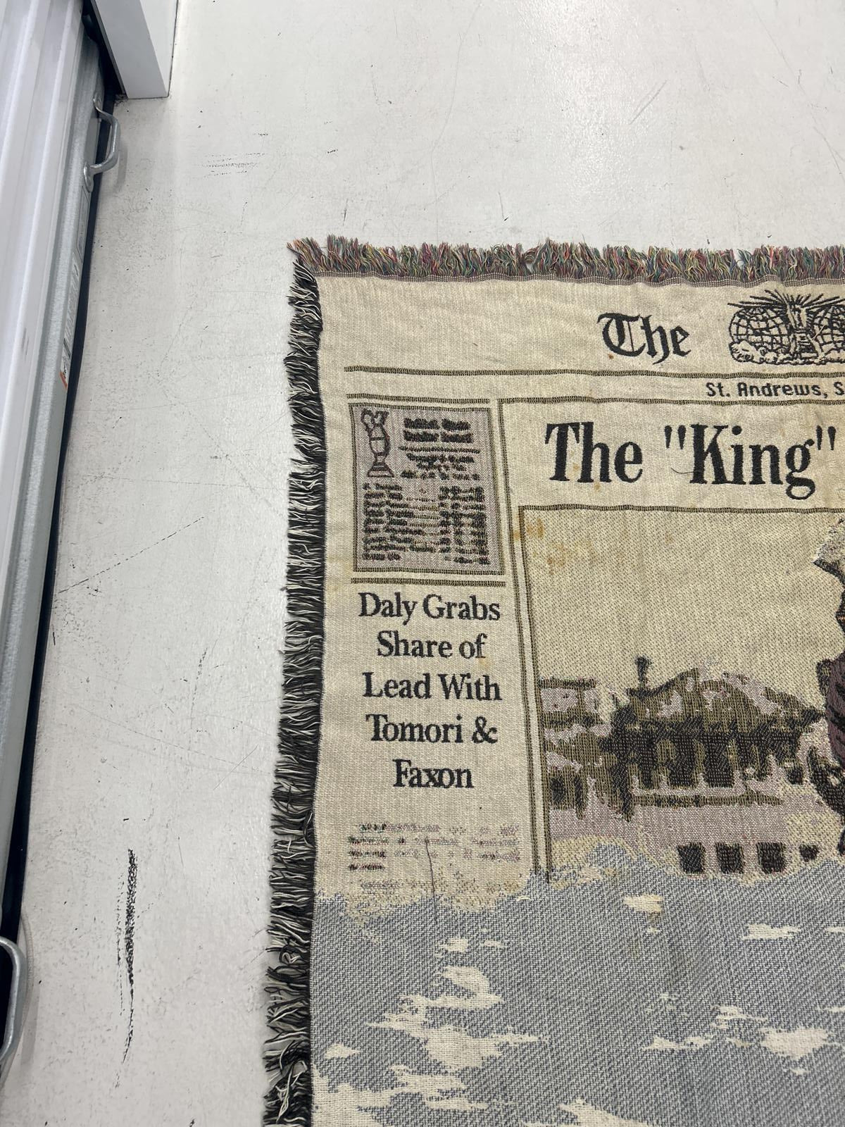 Vintage Newspaper Throw Blanket - The 'King' Bids Farewell