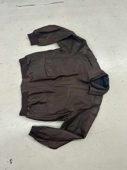 Heavy Men'S Brown Leather Bomber Jacket W Lining