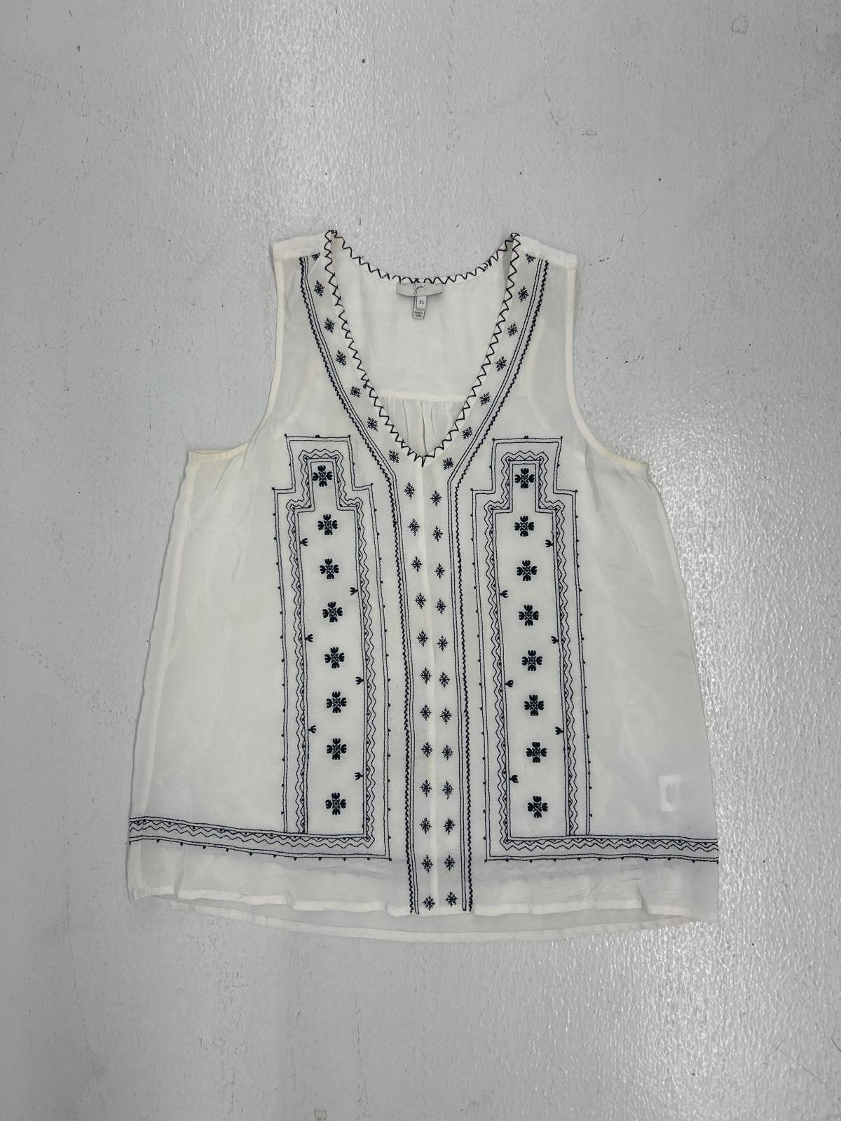 Elegant Embroidered White Sleeveless Top