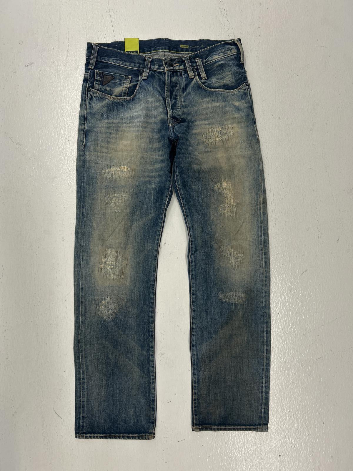 Washed Stitched Grunge Distressed Denim Jeans