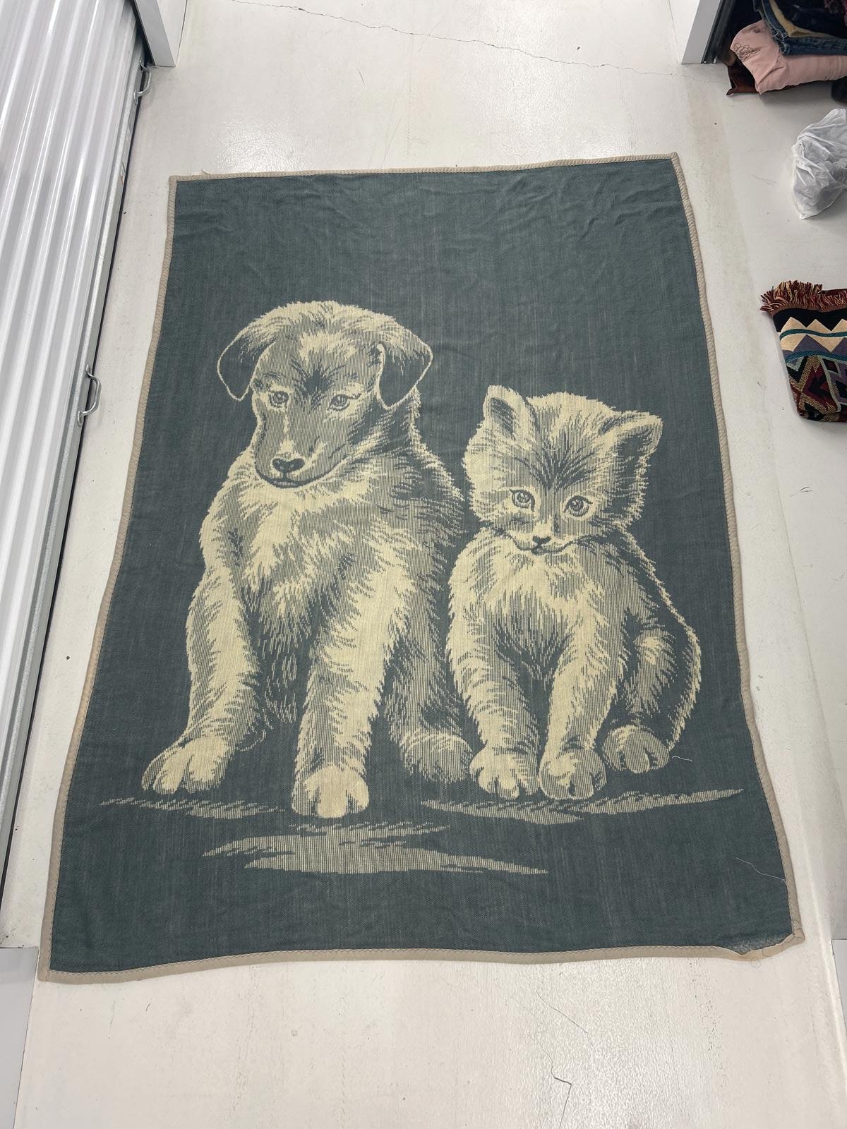 Vintage Dog and Cat Tapestry Blanket