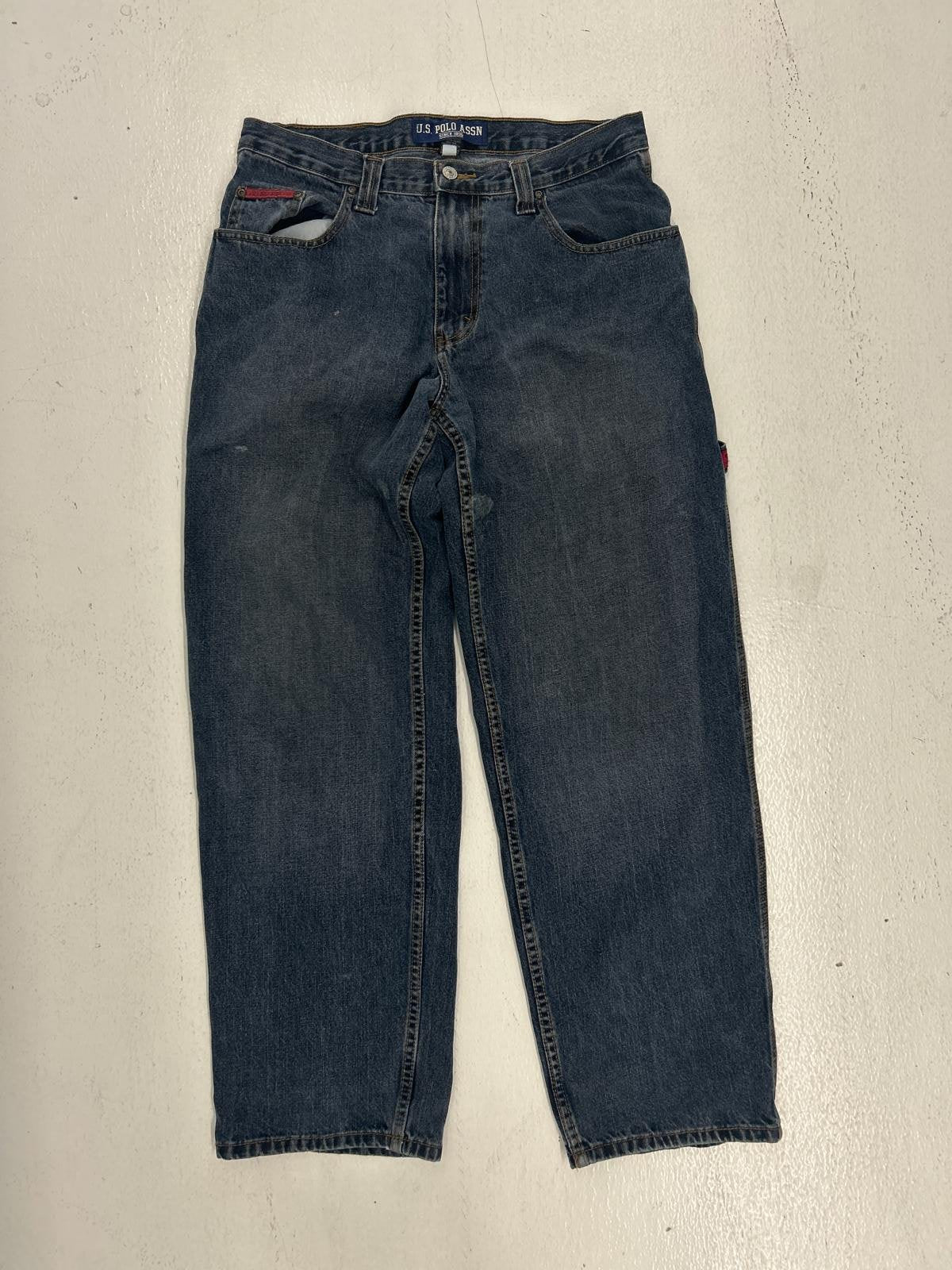 US Polo ASSN Men's Blue Cargo Jeans - Vintage Style