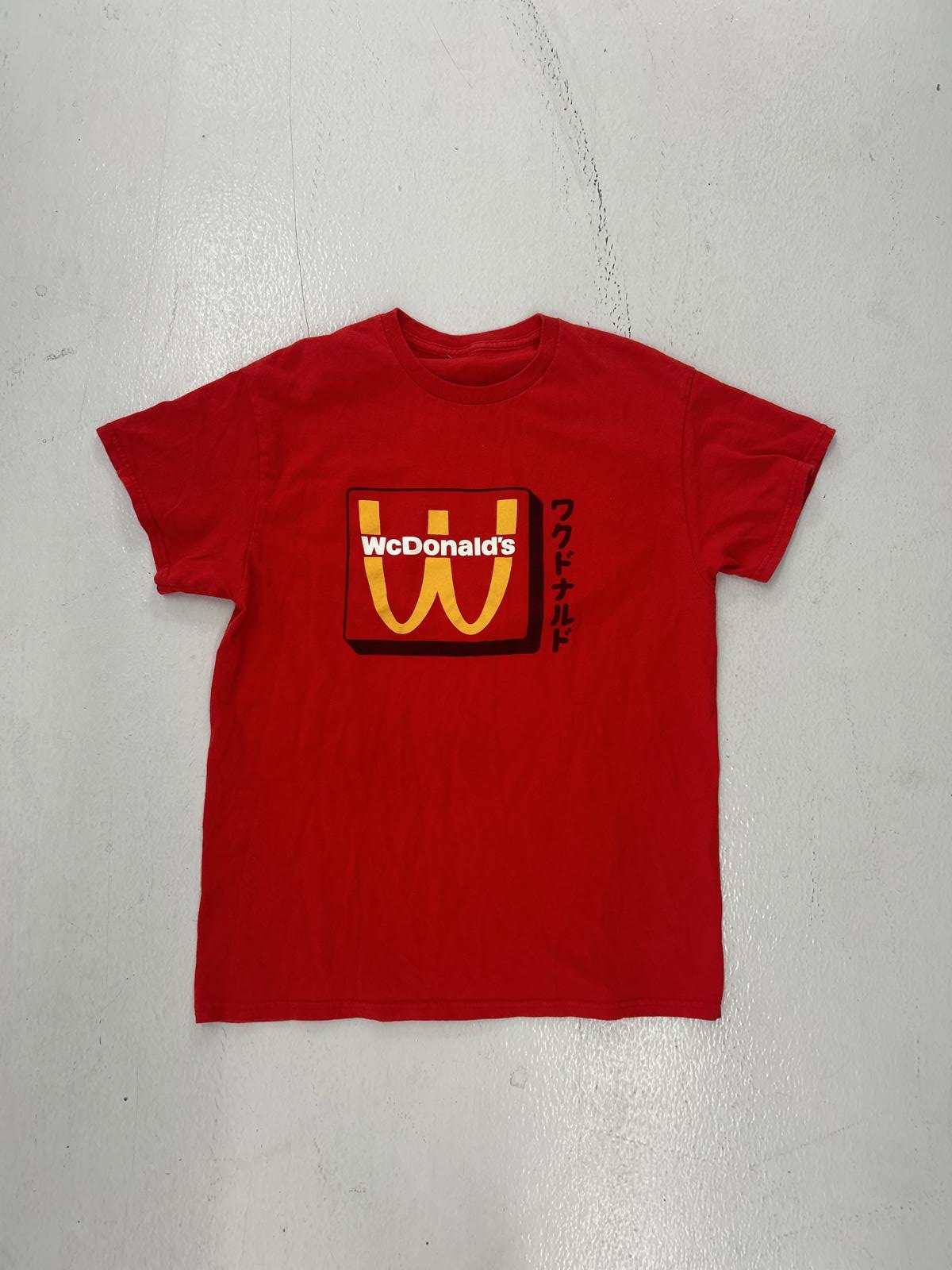 Japanese Mcdonald's Red Graphic T-Shirt with Unique Design