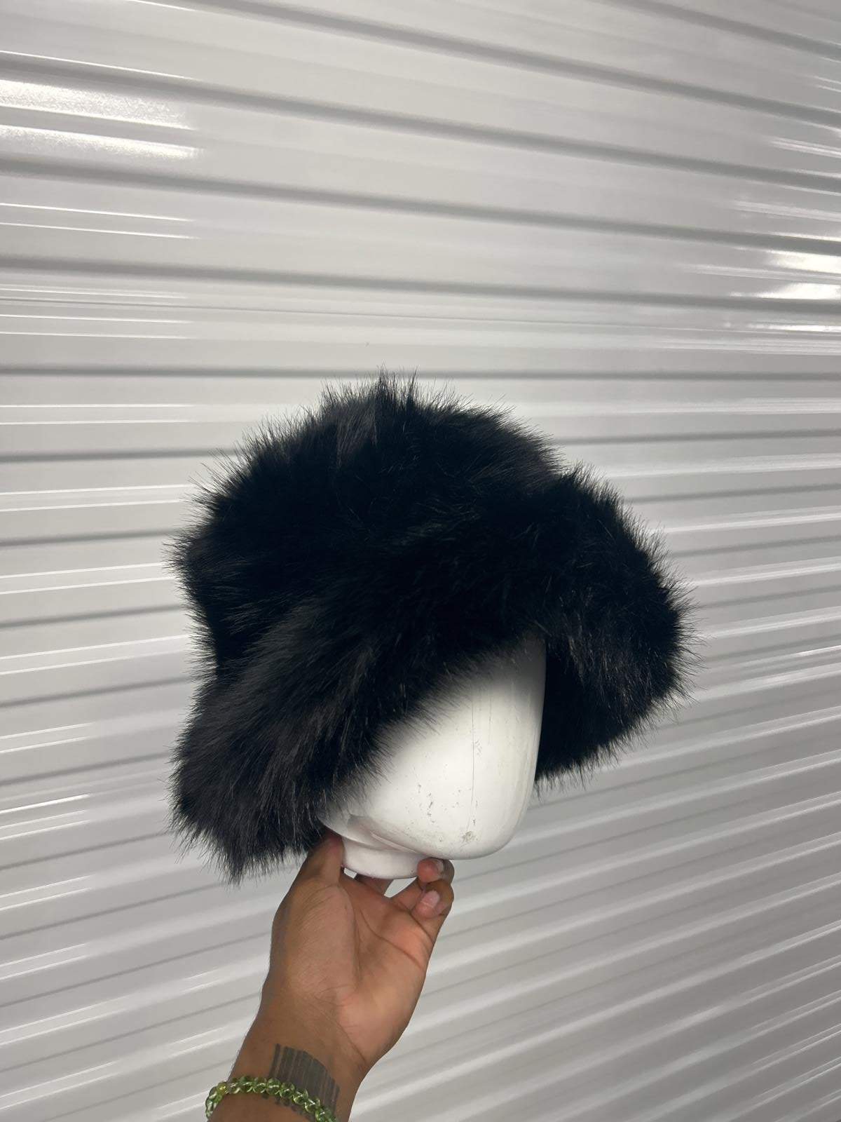 Luxurious Black Faux Fur Hat - Warm Winter Accessory