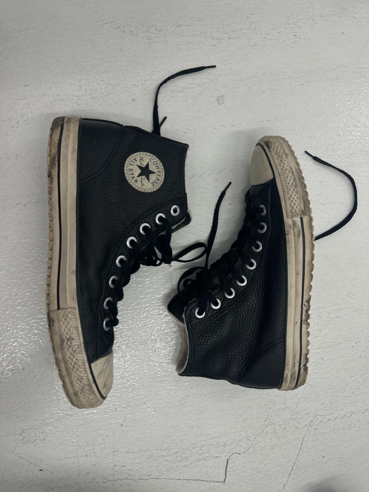 Leather Black High-Top Sneakers by Converse