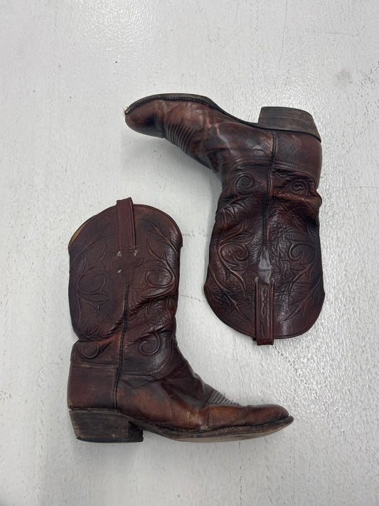 Vintage Soft Leather Cowboy Boots - Brown Western Style