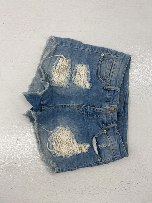 Mossimo Distressed Lace Front Denim Shorts