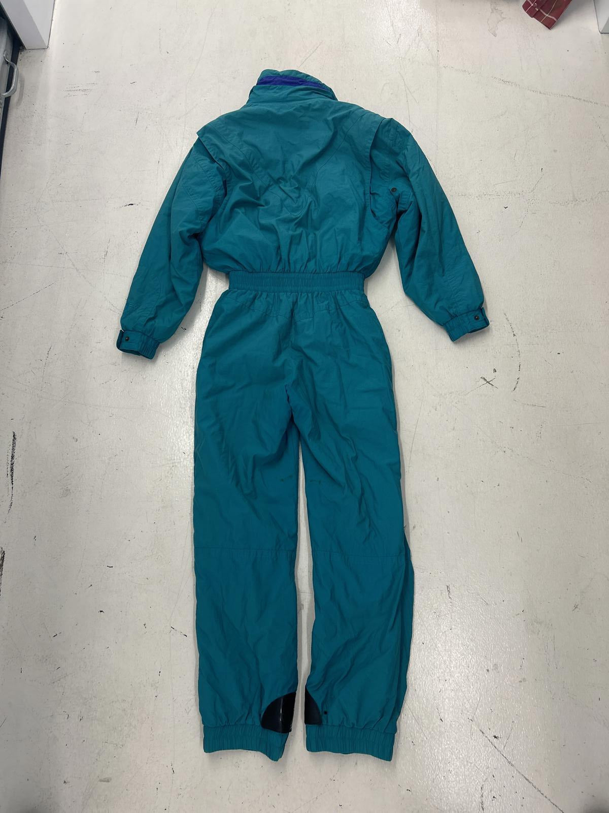 Vintage Pyrolia Skiwear One-Piece Ski Suit - Aqua Blue