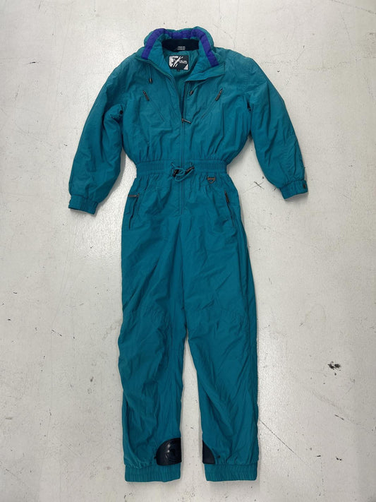 Vintage Pyrolia Skiwear One-Piece Ski Suit - Aqua Blue