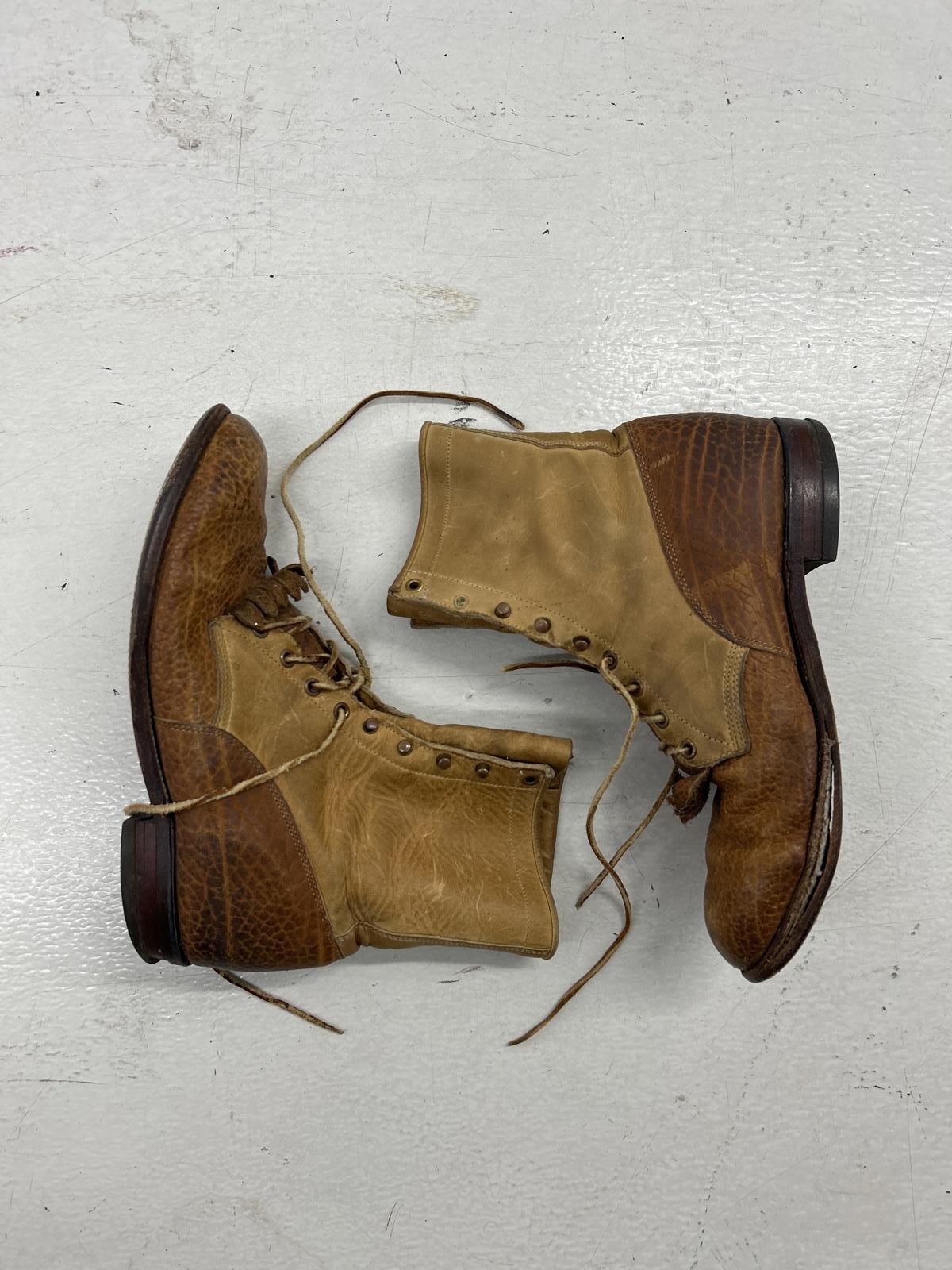 Vintage Leather Lace-Up Hiking Boots