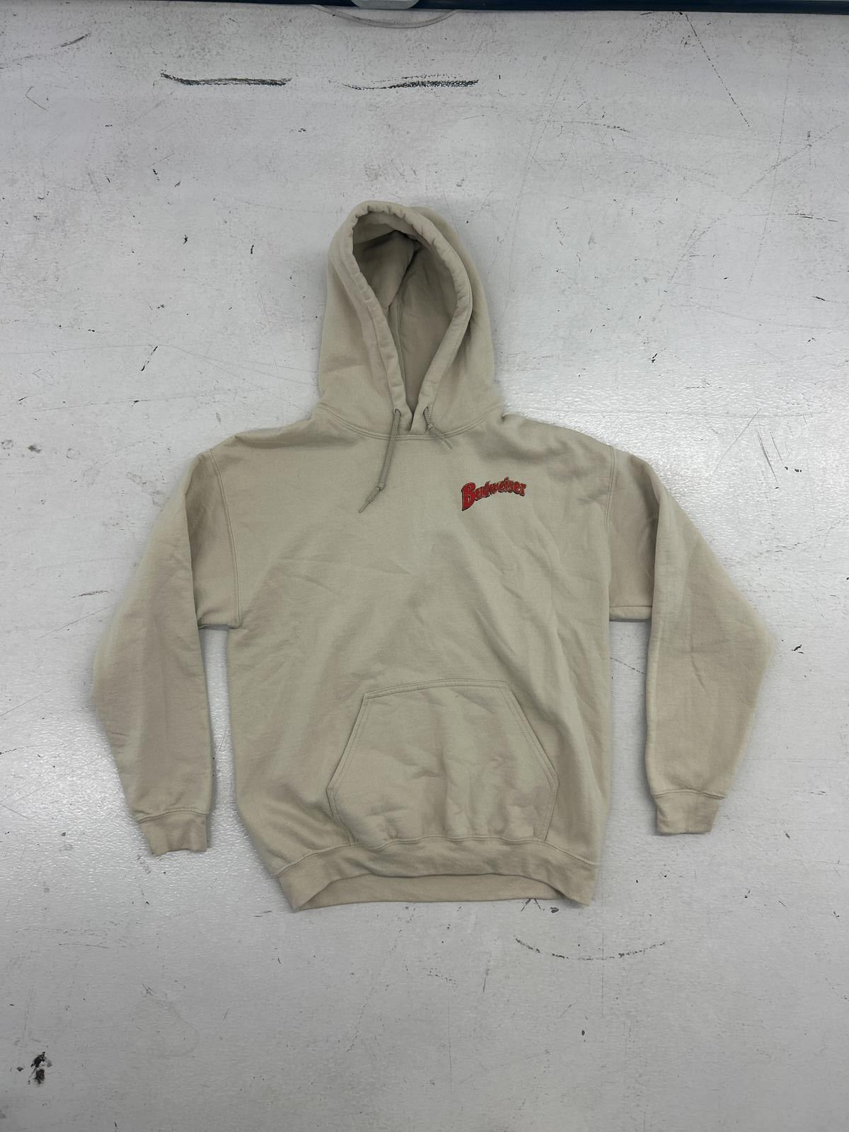 Vintage Budweiser Hoodie - Cream Cotton Pullover