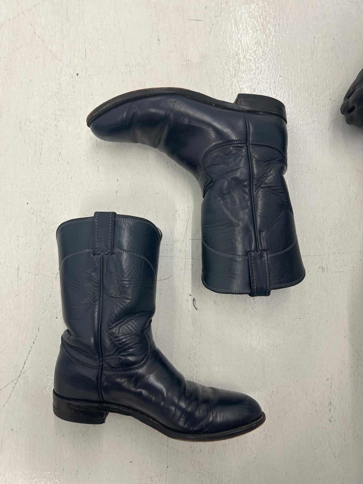 Justin Aged Black Leather Western Boots