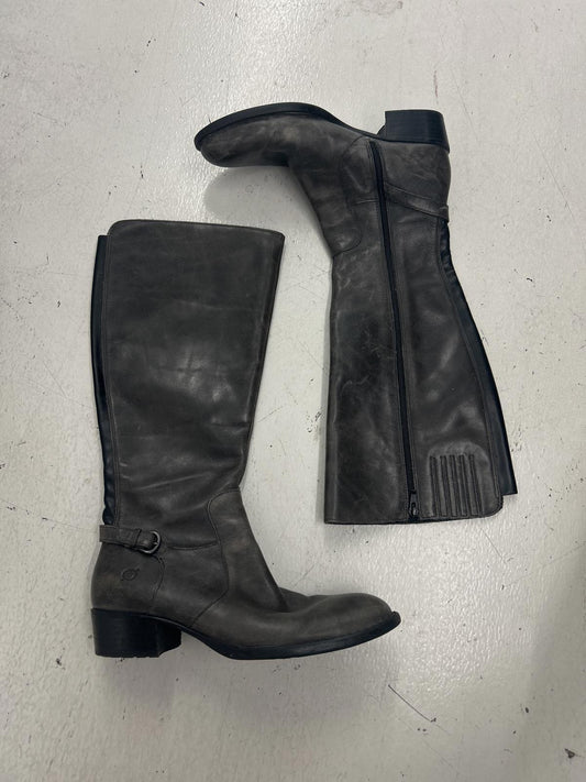 BORN Stylish Gray Leather Knee-High Boots