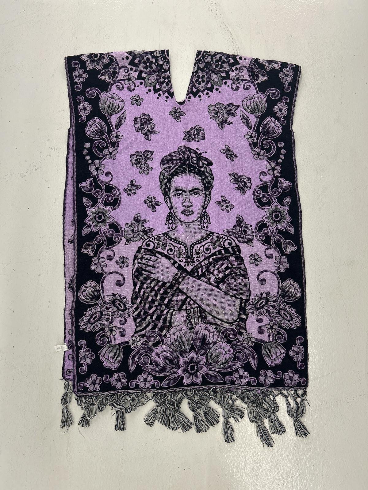 Frida Kahlo-Inspired Poncho with Floral Design