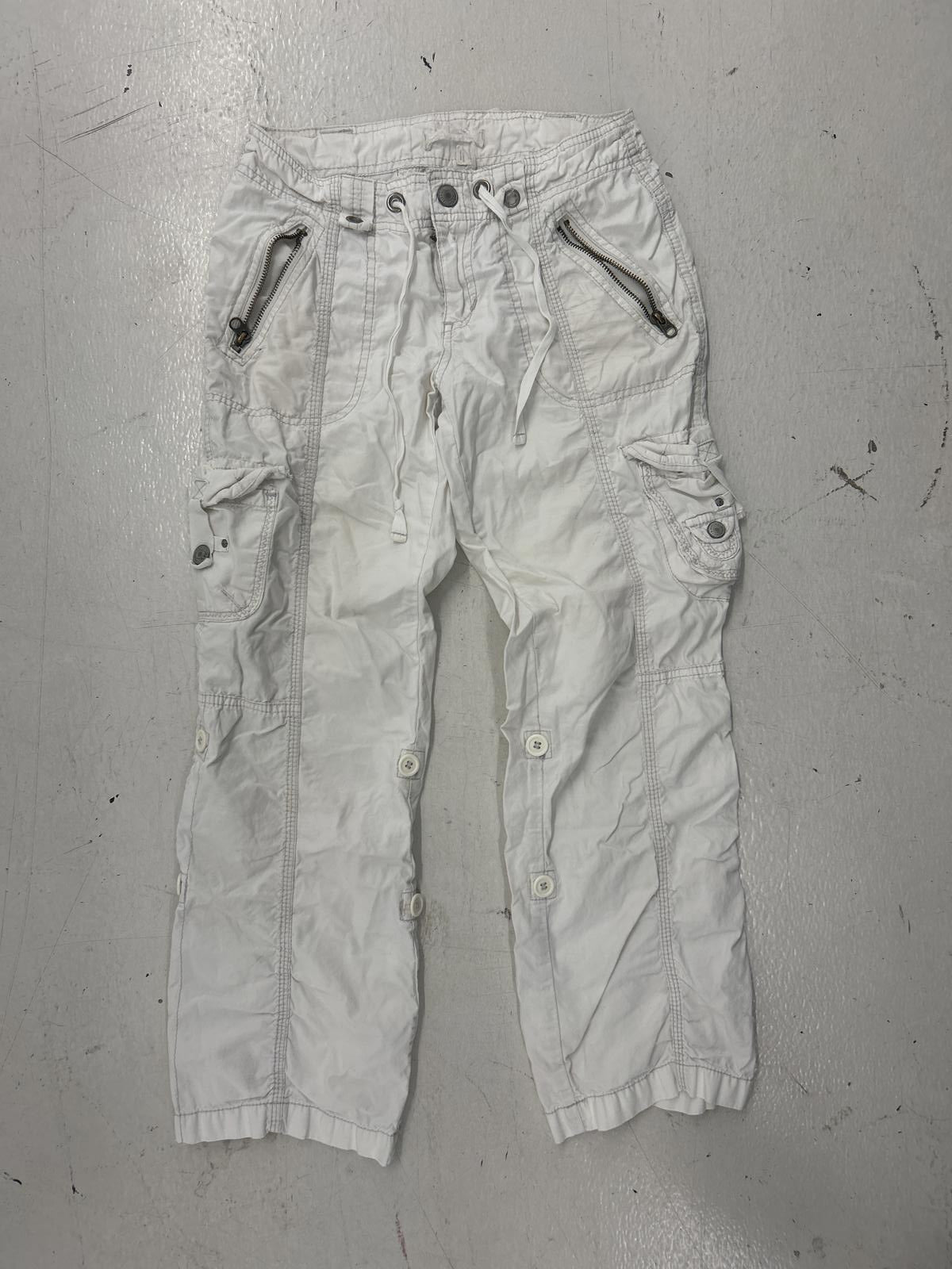 Grungey Y2K White Cargo Pants Size 00