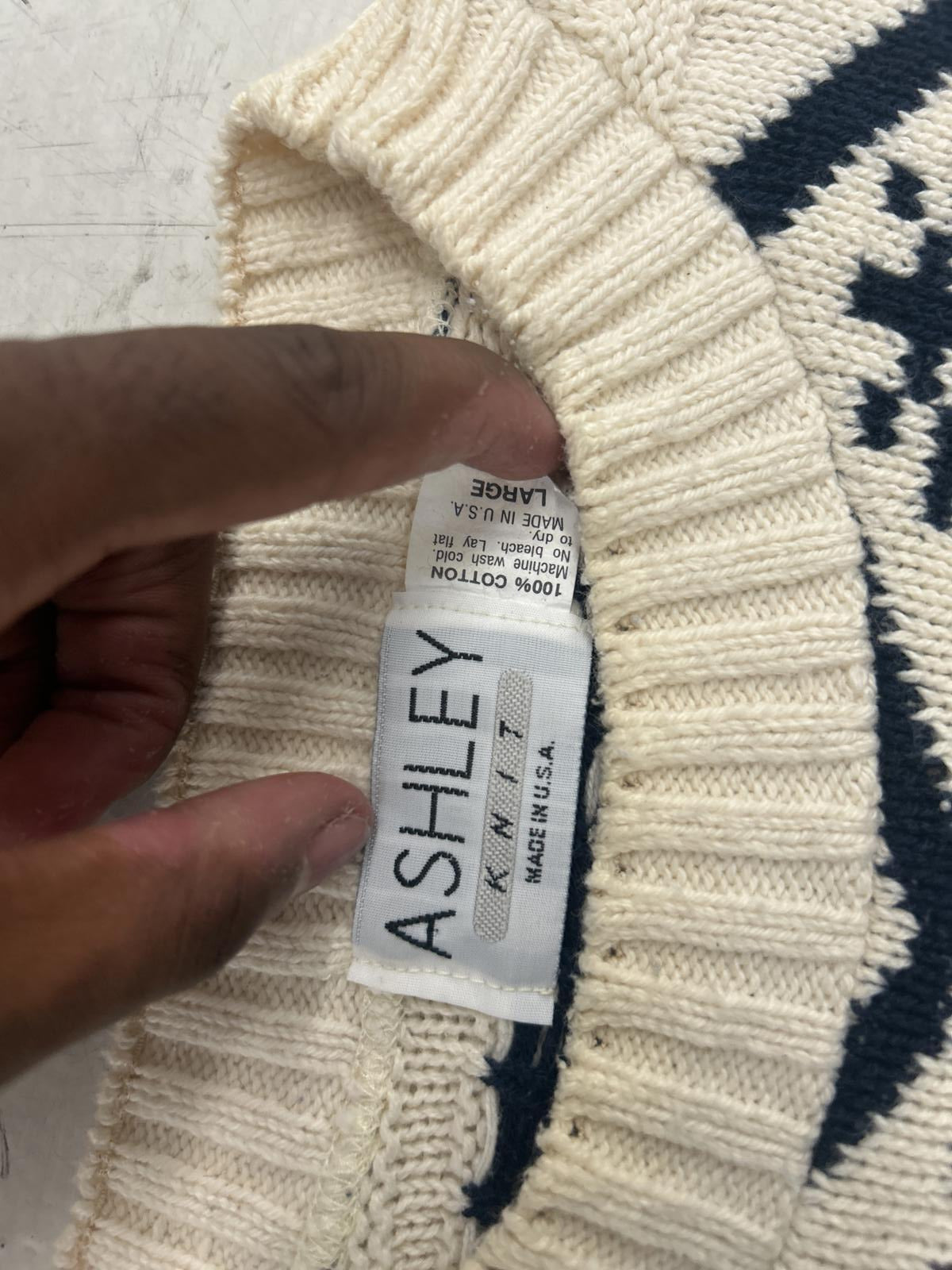 Ashley Knit Sweater - Cream & Navy Patterned