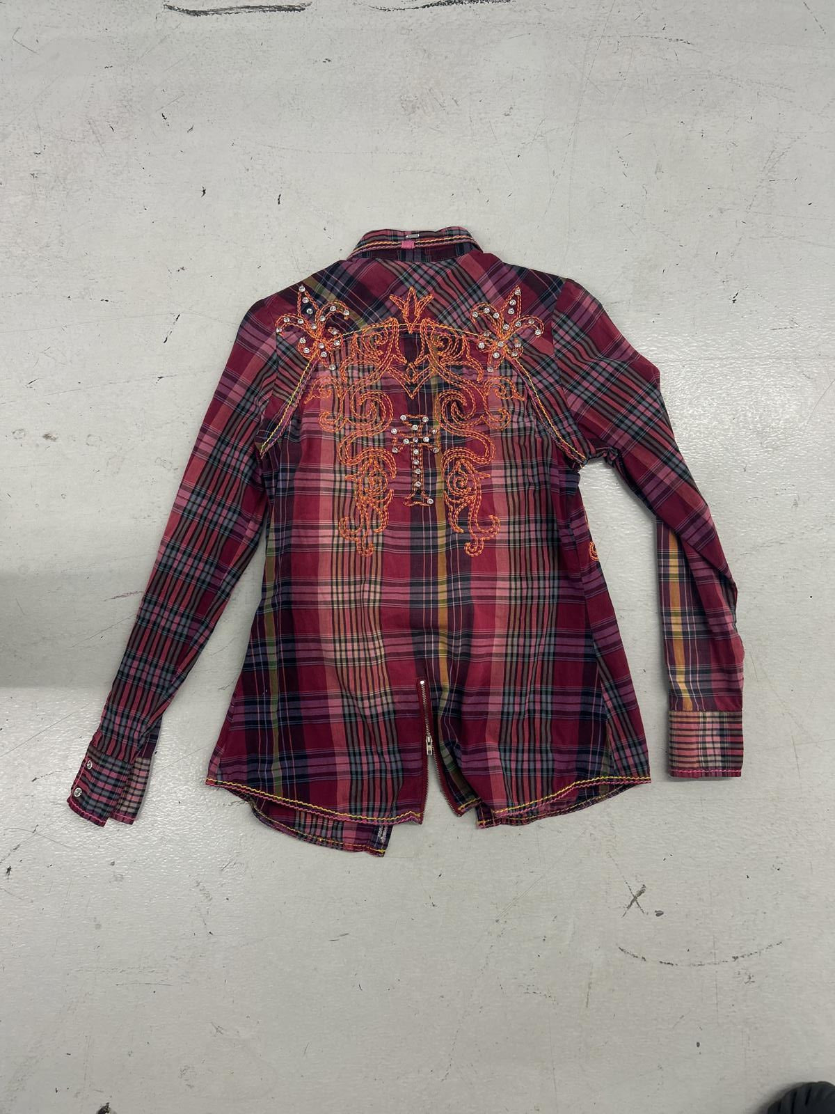 Roar Women's Y2K Embroidered Plaid Shirt - Vibrant Colors