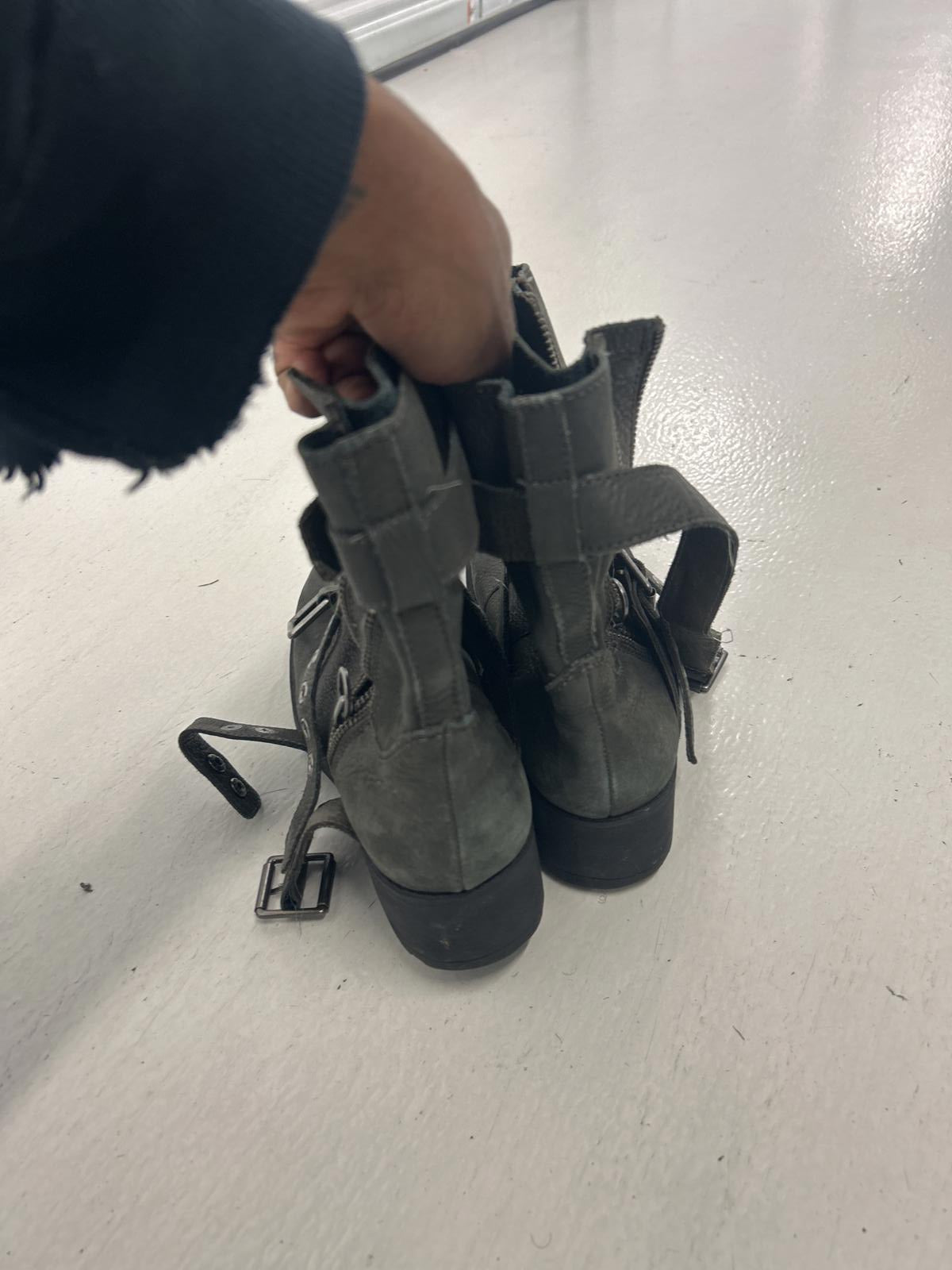 ASH Unique Grunge Leather Gray Buckled Ankle Boots