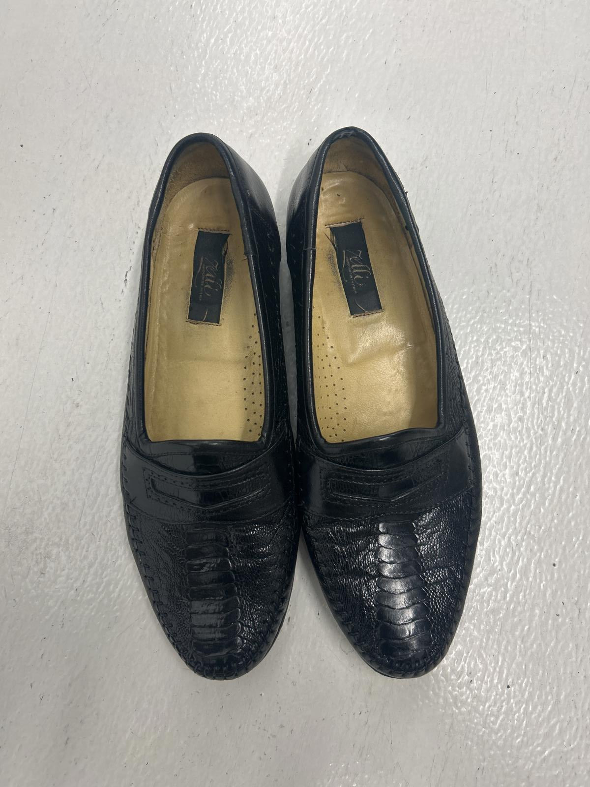 Genuine Ostrich Leather Black Loafers