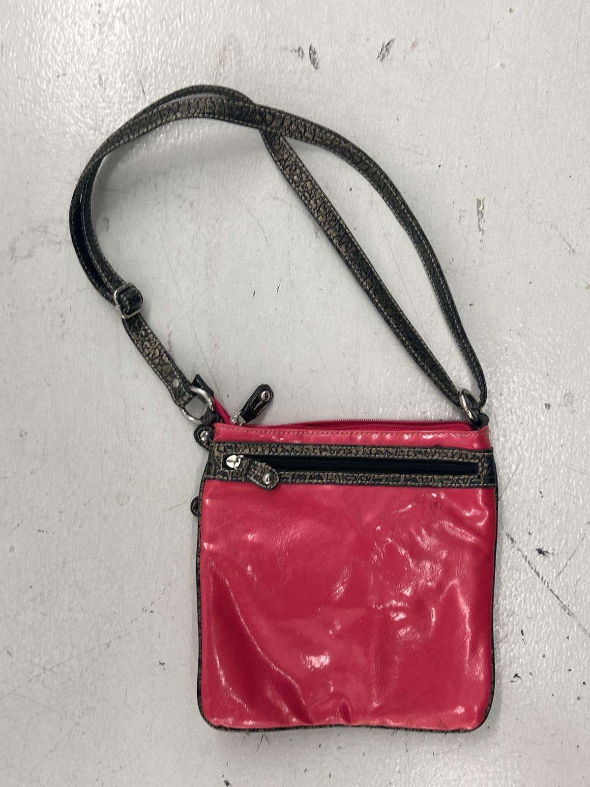 Grunge Pink Crossbody Purse with Decorative Accents