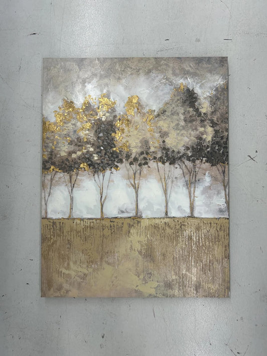 Stunning Autumn Landscape Wall Art With Metallic Accents