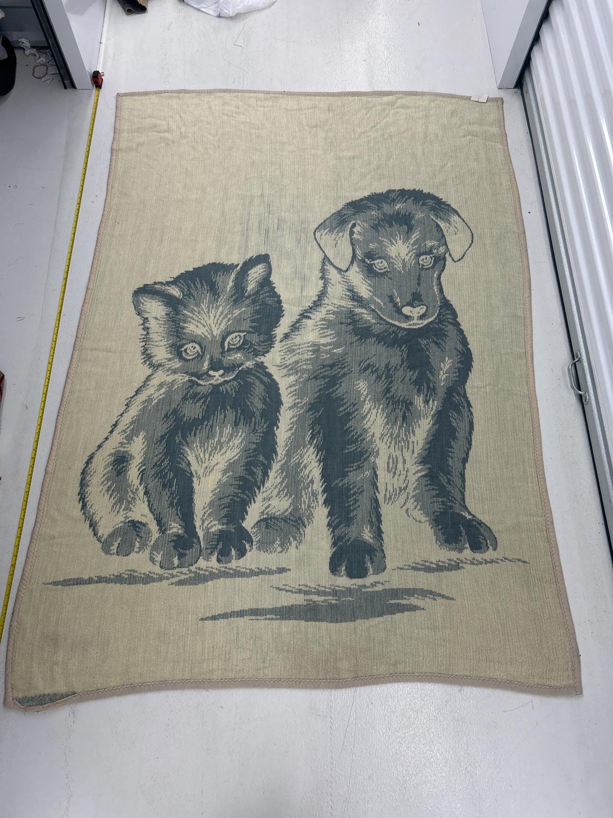 Vintage Dog and Cat Tapestry Blanket