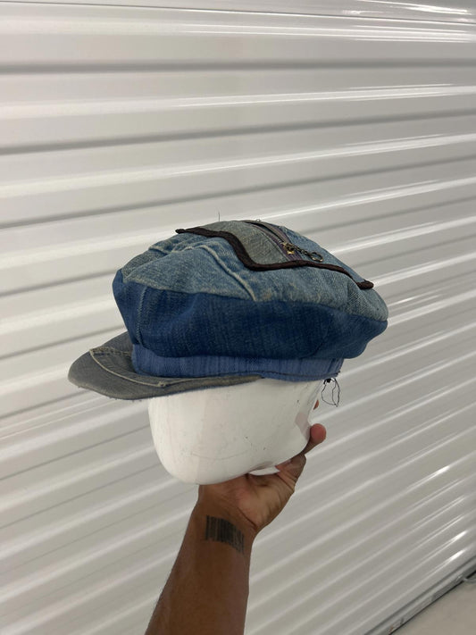 Unique Denim Cap with Zipper Pocket