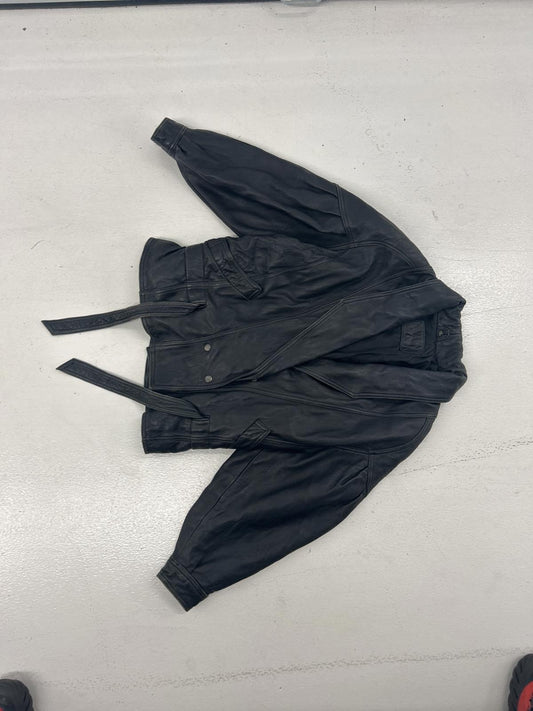 Vintage Genuine Leather Black Bomber Jacket