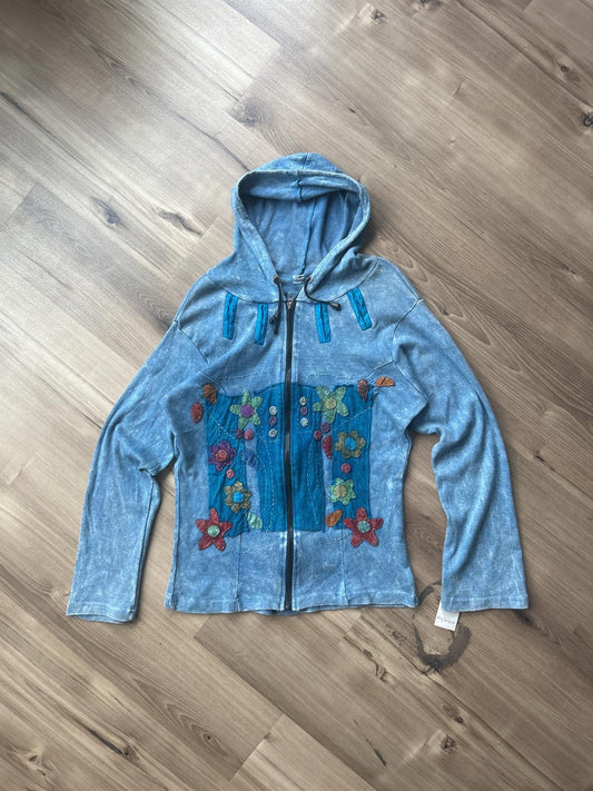 Vintage Inspired Embellished Floral Hoodie