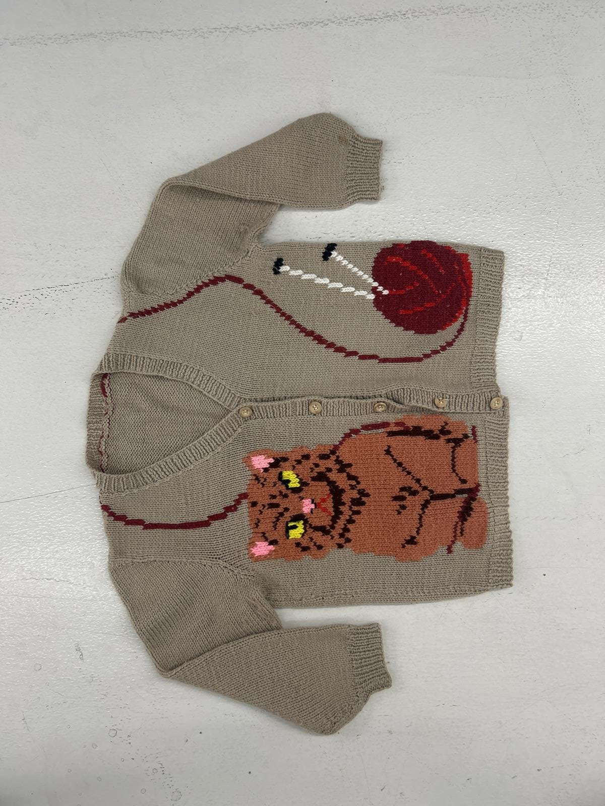 Cozy Cat-Themed Knitted Cardigan