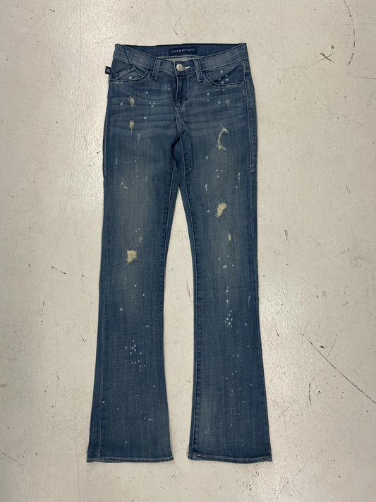 Stylish Women'S Flared Jeans With Distressed Finish