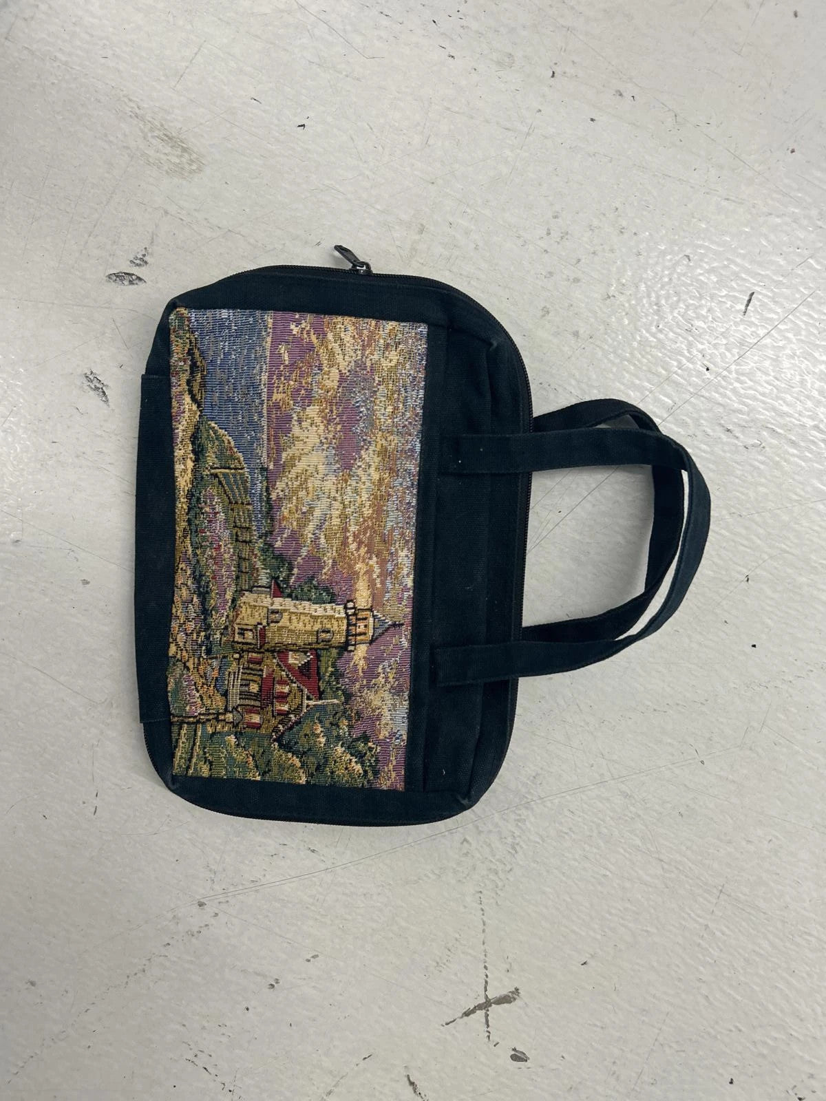 Vintage Tapestry Bag With Scenic Landscape Design