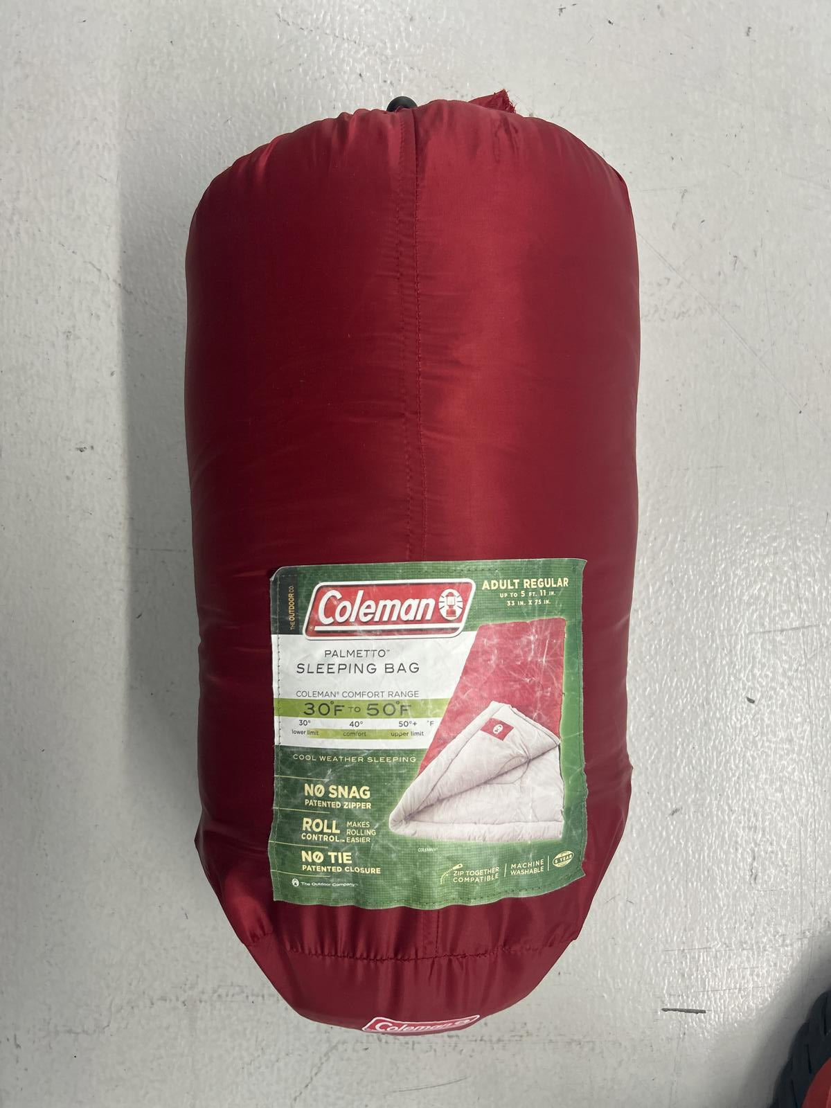 Coleman Palmetto Adult Regular Sleeping Bag - Red