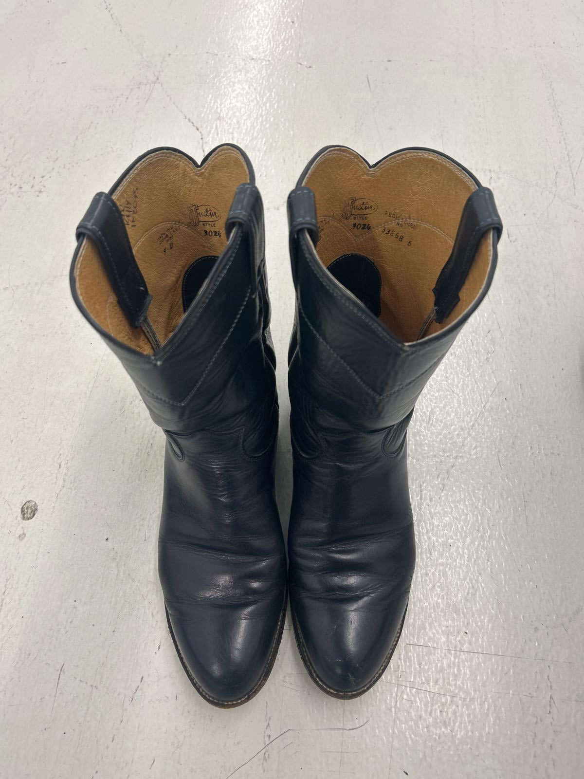 Justin Aged Black Leather Western Boots