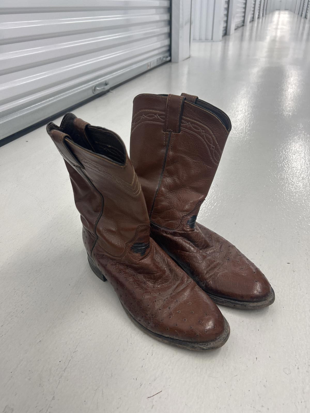 Vintage Justin Brown Leather Cowboy Boots