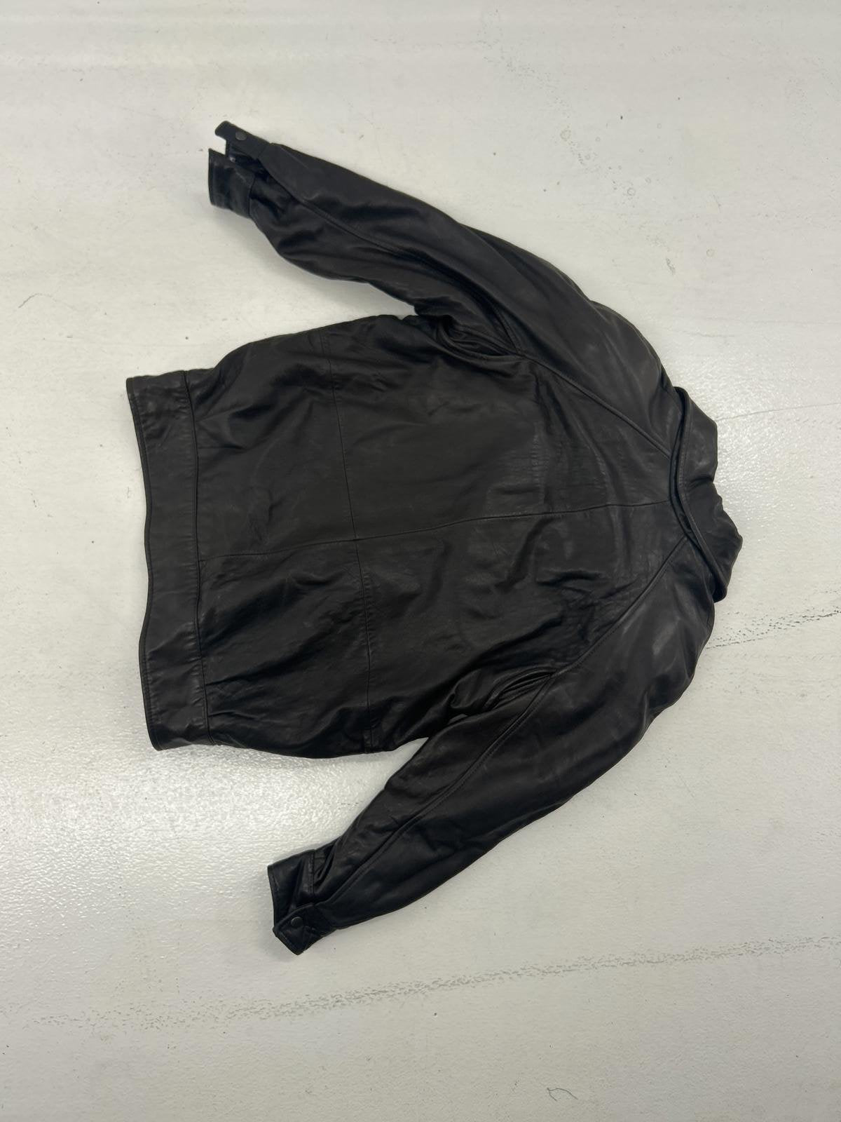 Oversized Padded Black Leather Jacket for Men