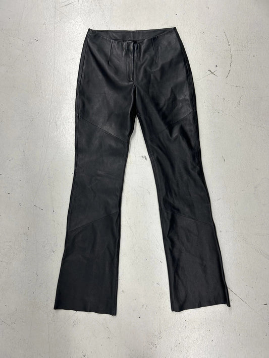 Chic Black Faux Leather Flared Pants