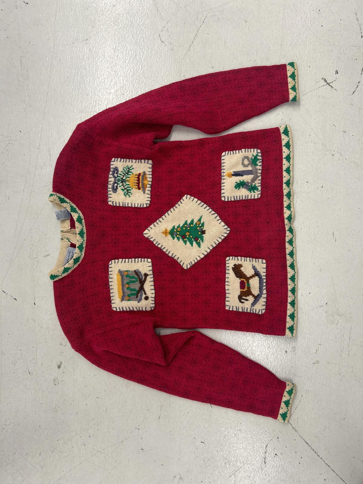 Vintage Holiday Sweater with Festive Appliqués