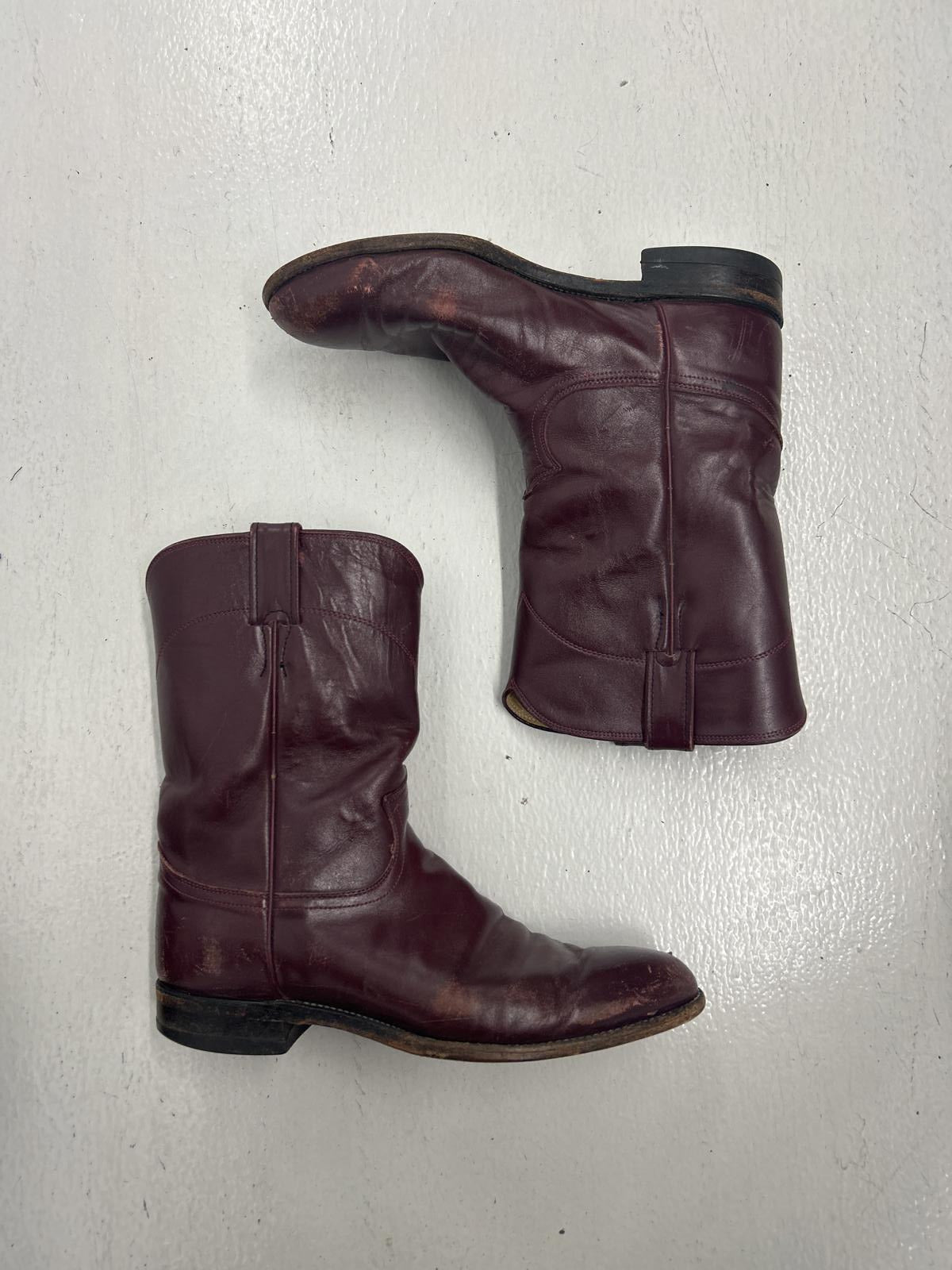 Justin Vintage Burgundy Leather Cowboy Boots