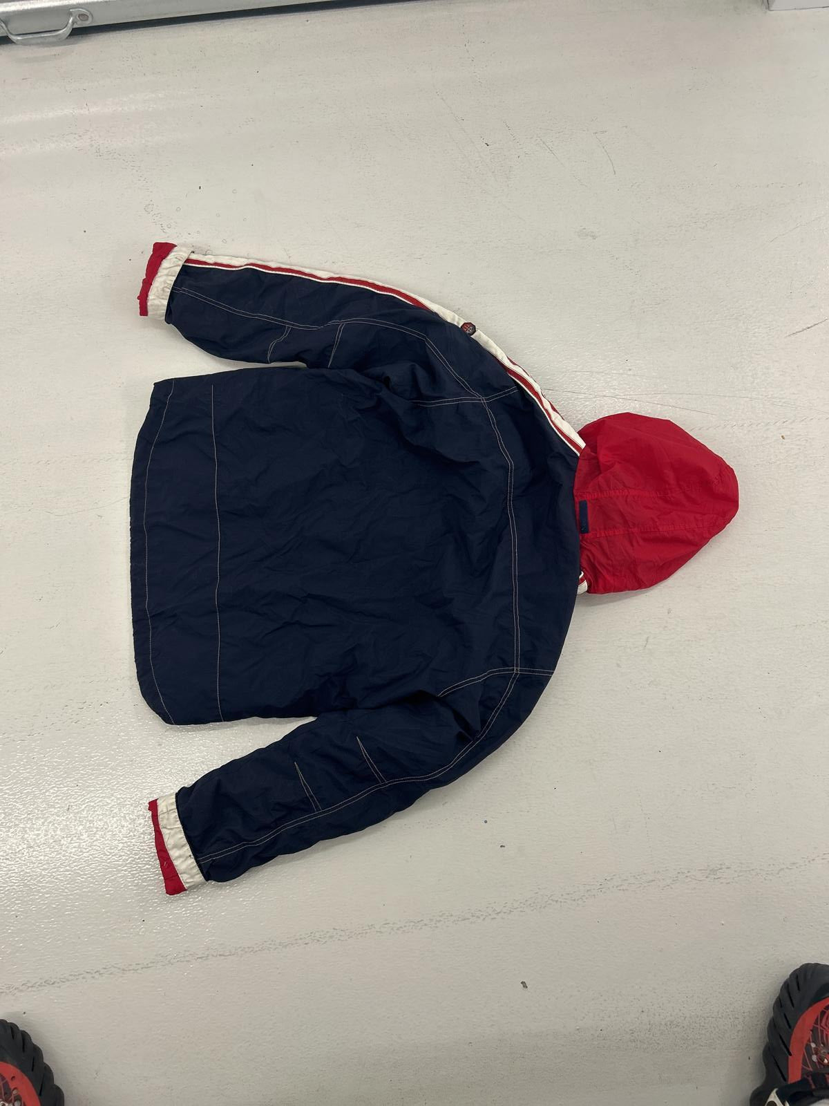 Tommy Hilfiger Men's Navy and Red Hooded Windbreaker