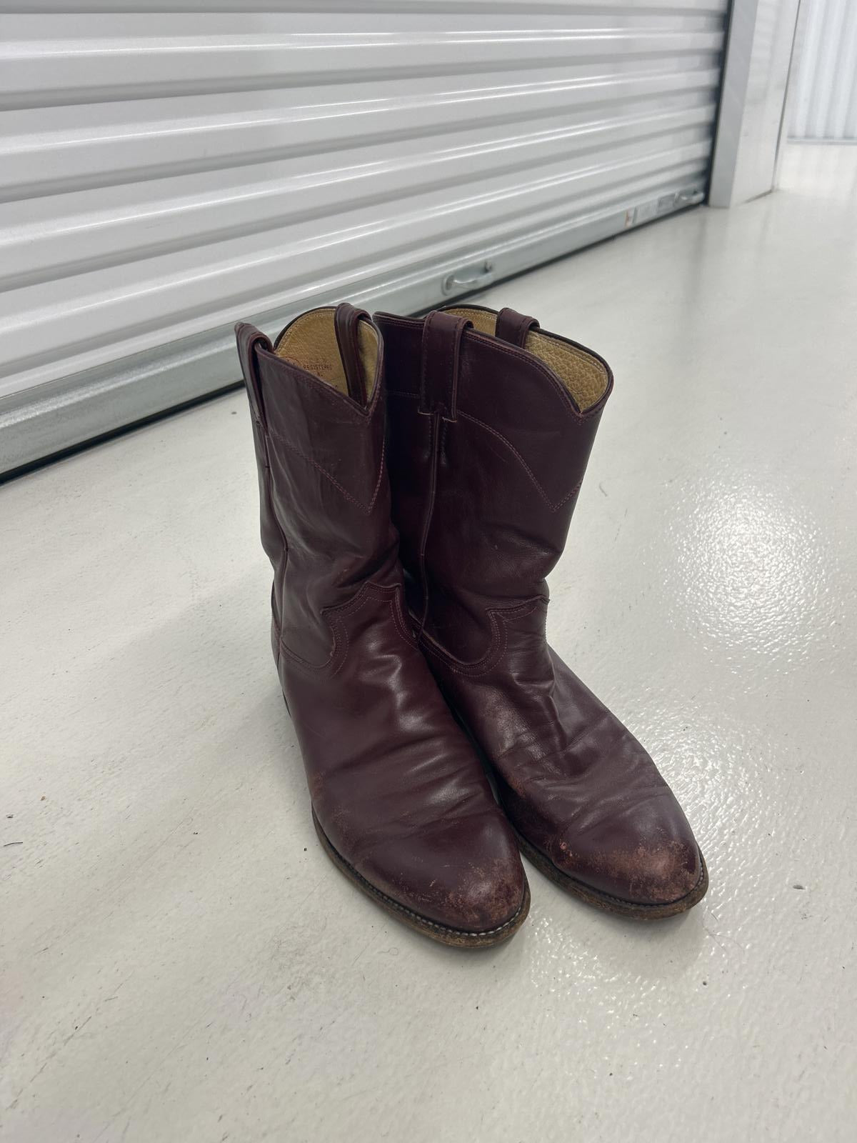 Justin Vintage Burgundy Leather Cowboy Boots