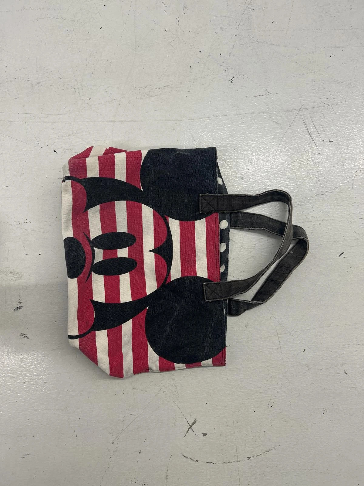 Mickey And Minnie Mouse Striped Canvas Tote Bag