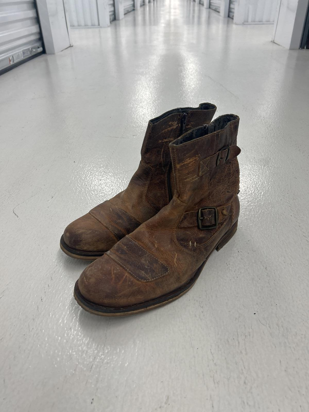 Stylish Brown Leather Ankle Boots with Buckle Detailing