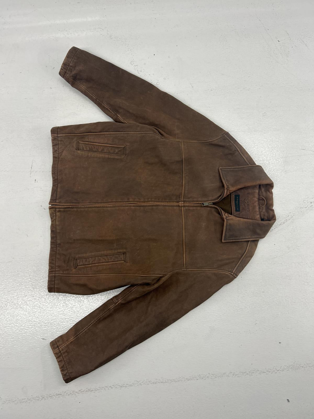 Heavy Dockers Minimal Brown Leather Jacket