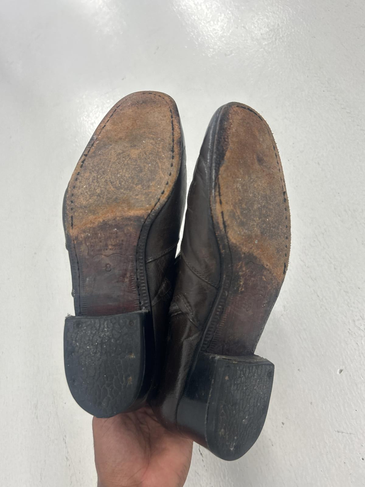 Vintage Black/Brown Zip Leather Ankle Boots