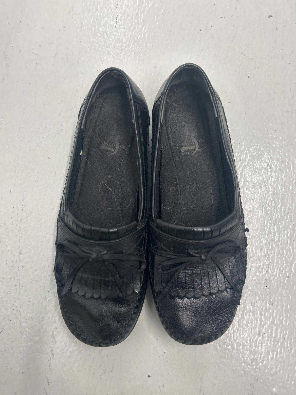 Women's Black Leather Slip-On Moccasins