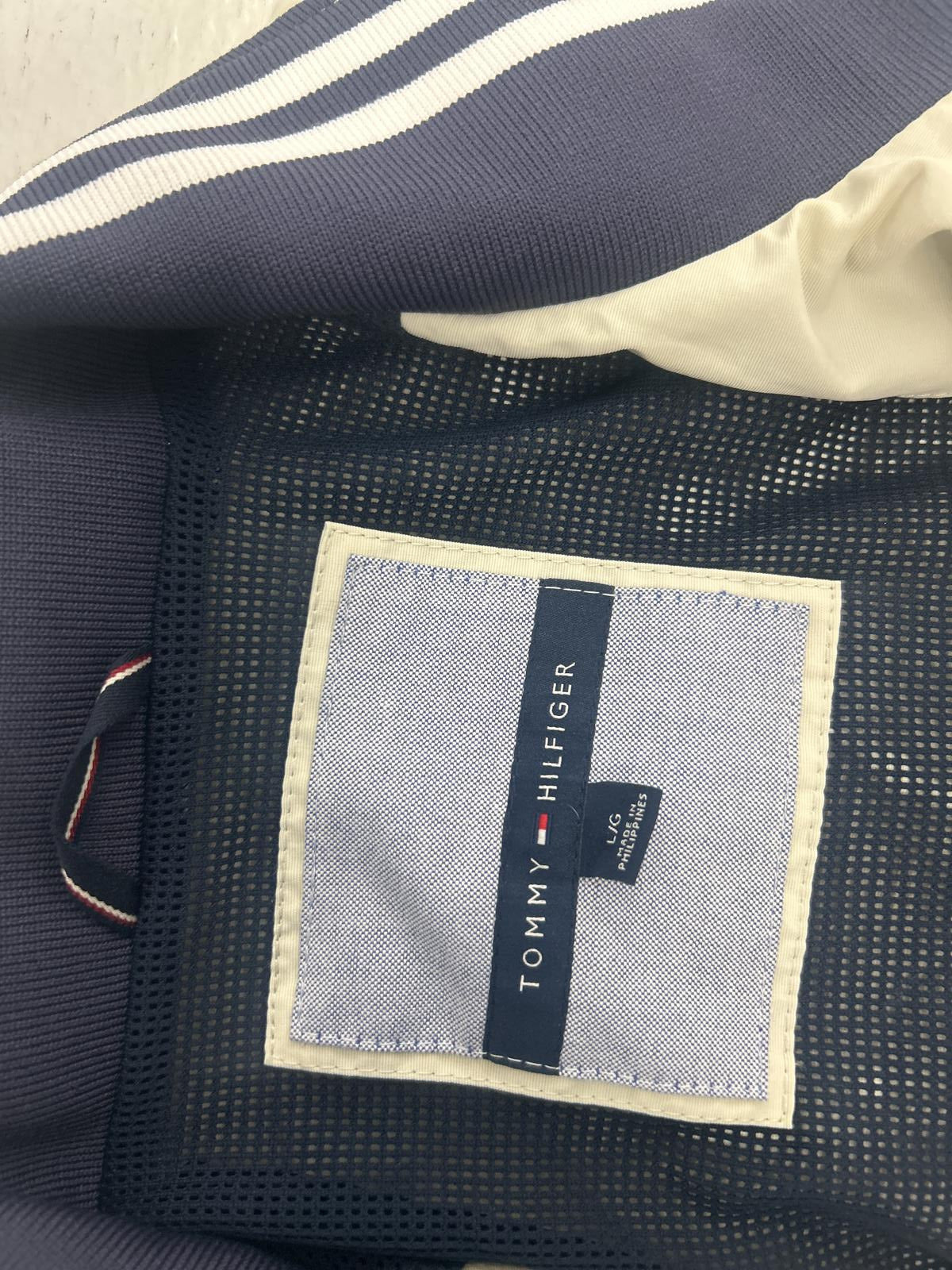 Tommy Hilfiger Casual Nylon Jacket - Cream with Navy Stripes