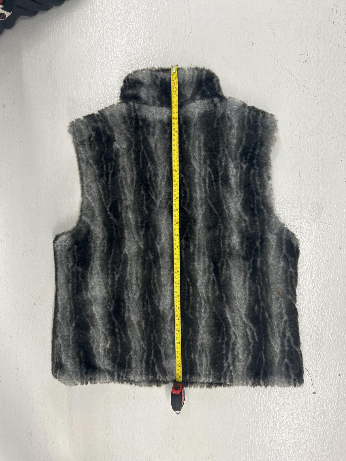 Reversible Black & Gray Faux Fur Vest