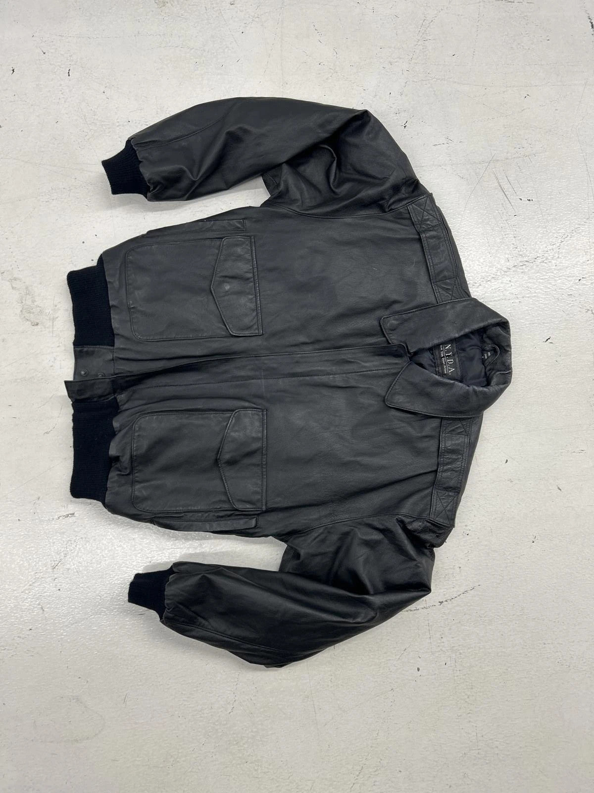 Stylish Men's Black Leather Bomber Jacket