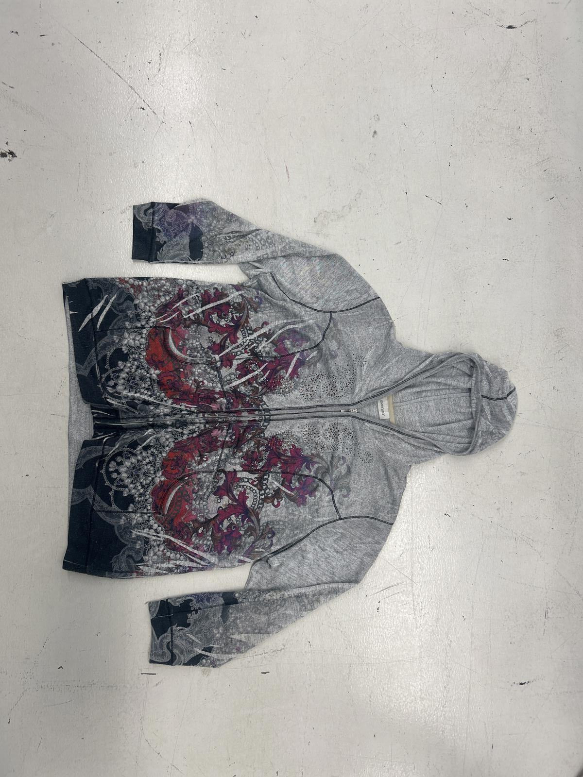 Y2K AOP Avenue Zip-Up Hoodie with Floral Design